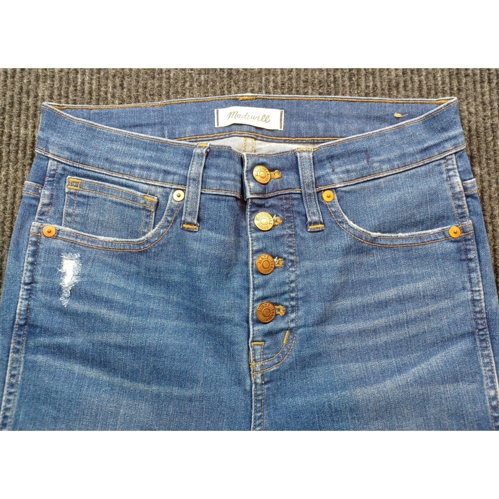 Madewell‎ Jeans Womens 26 Blue 10" High Rise Skinny  Raw Hem Stretch BUTTON UP!